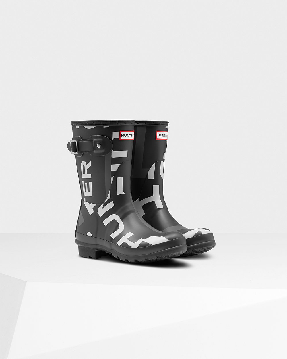 Galochas Curtas Hunter Feminina Pretas - Original Exploded Logo - 39IDMXONC